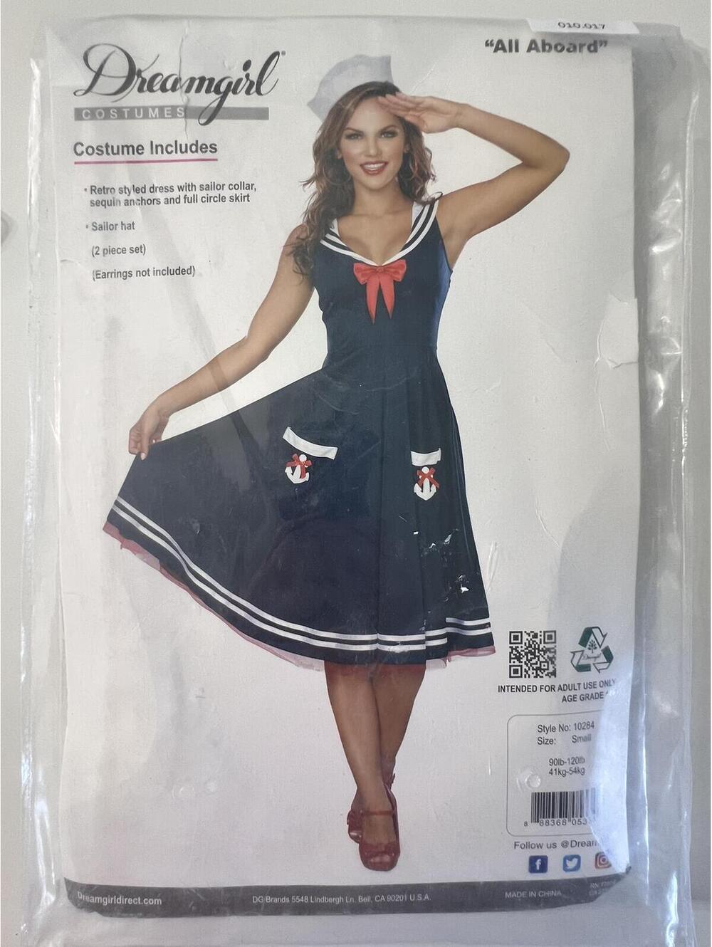 NEW Dreamgirl Women's Sailor Costume Dress and Hat Women's Small